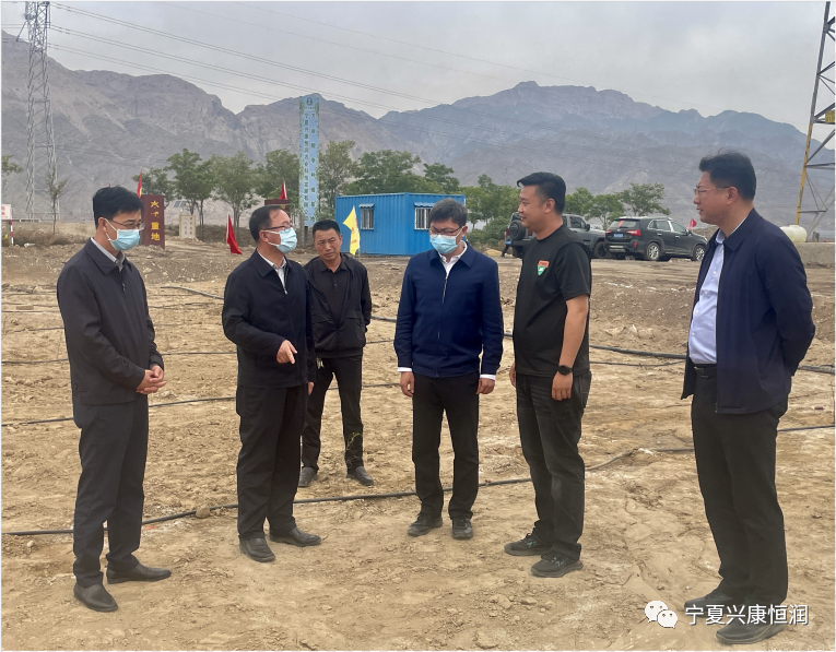 石嘴山市委書記王剛及市領(lǐng)導(dǎo)趙會(huì)勇、王宇翔蒞臨公司萬畝酸棗種植基地現(xiàn)場調(diào)研指導(dǎo)工作